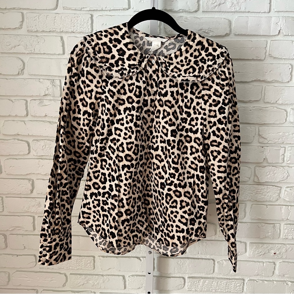 H&M Leopard Print Button-Front Blouse XS
